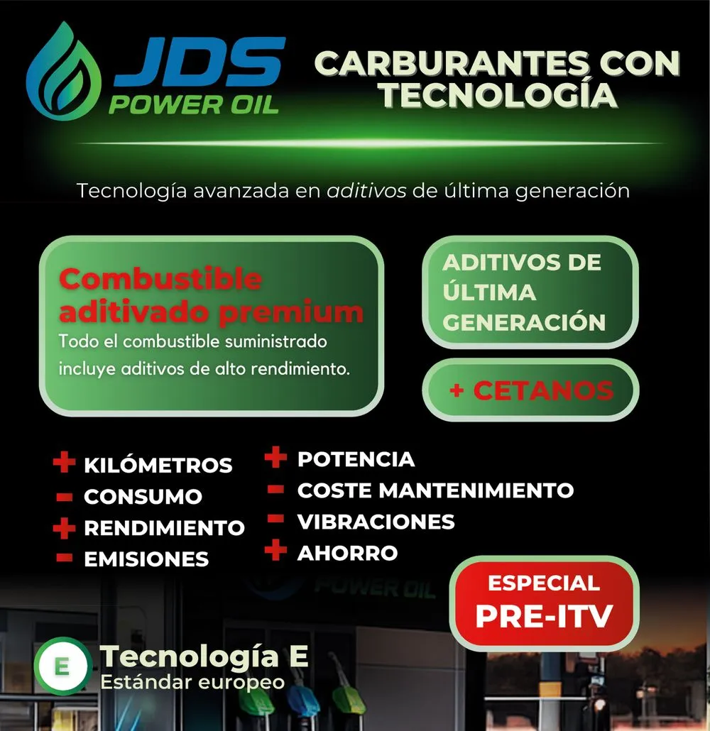 Cartel de mostrador JDS Power Oil de 33 por 34 centímetros.
