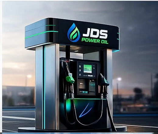 Surtidor con la identidad JDS Power Oil aplicada en marquesina y frontal.